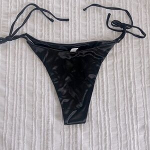 NEW, Black, Satin Tie, Cheeky Bikini Bottoms, Size Large